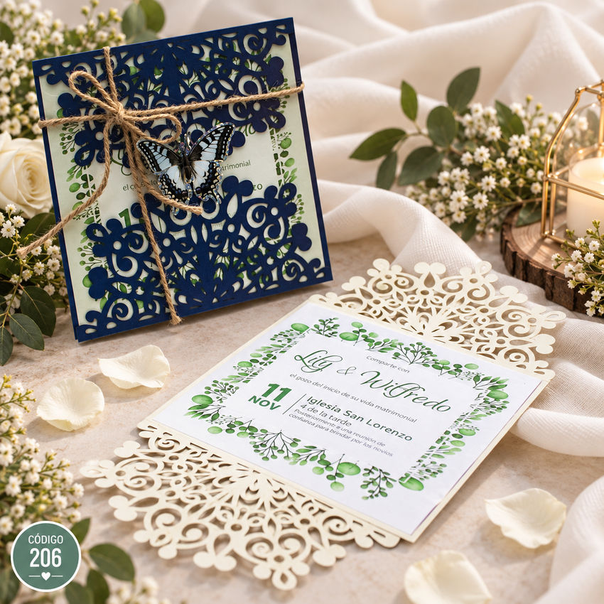Invitación de boda · Mariposas con detalle central · 206