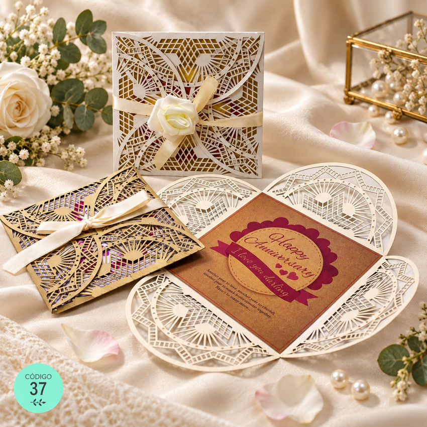 Invitación de boda · Apertura de encaje con lazo · 37