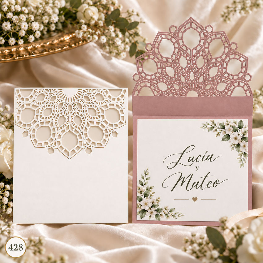 Invitación de boda · Bolsillo con mandala en la solapa · 428