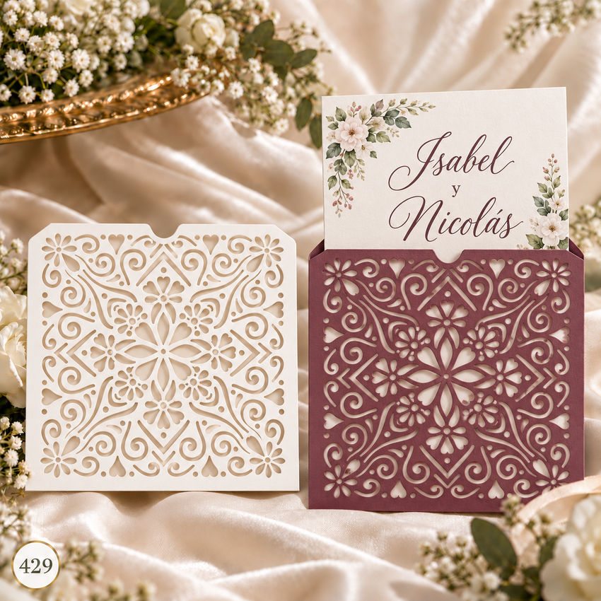 Invitación de boda · Mandala floral cuadrado · 429