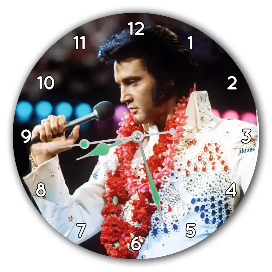 Reloj Elvis con micrófono y flores · MUS-006