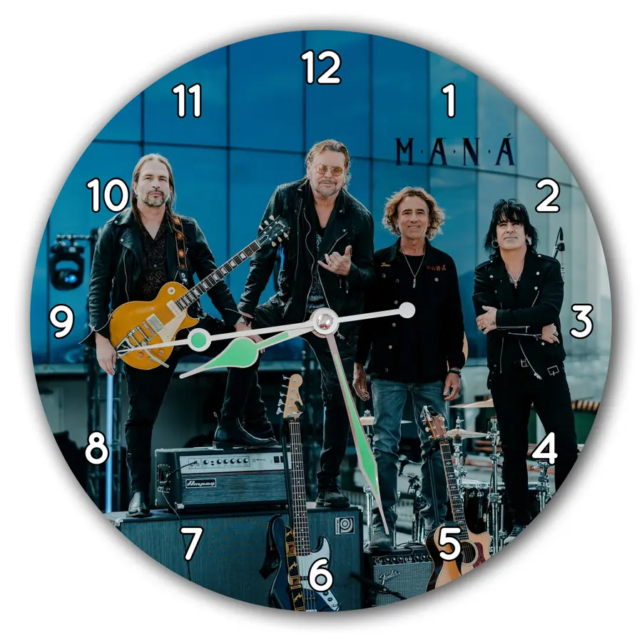 Reloj Maná con fondo azul · MUS-007