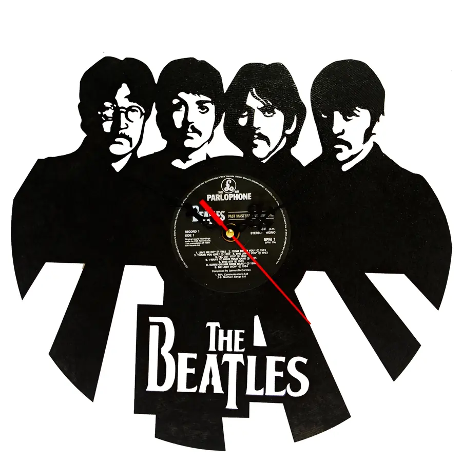 Reloj The Beatles con retratos y nombre calado · MUS-014