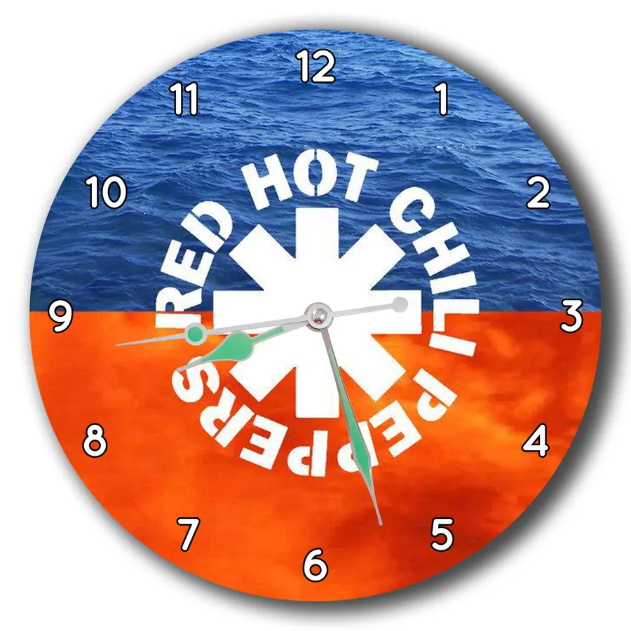 Reloj Red Hot Chili Peppers sobre azul y naranja · MUS-041