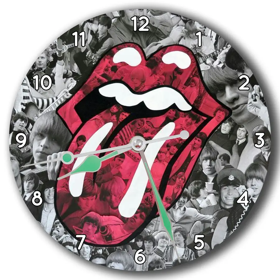 Reloj Rolling Stones con collage en gris · MUS-046