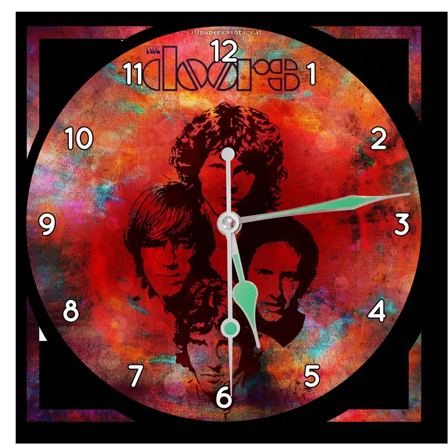 Reloj The Doors con collage rojizo · MUS-048